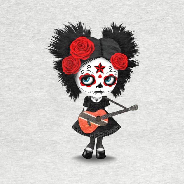 Sugar Skull Girl Playing Trinidadian Flag Guitar by jeffbartels